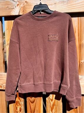Motel Rocks Brown Crewneck Sweatshirt with Chest Patch